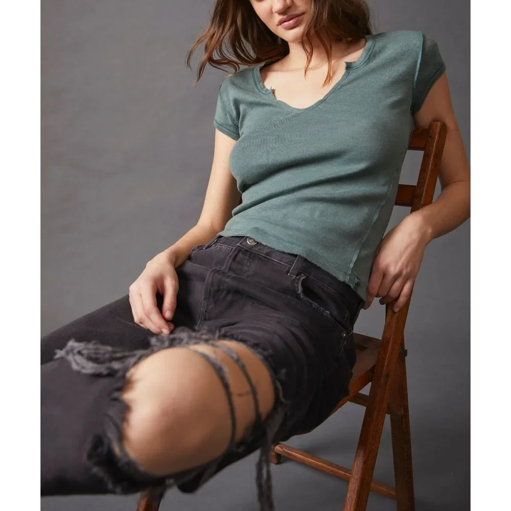 🎉LAST CHANCE🎉 NWT Free People Always Yours Tee / Dried Pine - Picture 6 of 9